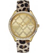 GUESS hodinky Mod. CUIR LEOPARD 45mm WR : 100mt