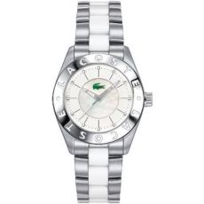 LACOSTE Mod. BIARRITZ LADY - SS CASE - SS&LEATHER STRAP - WHITE DIAL - QUARTZ - ONLY TIME - MINERAL GLASS - 38mm - 3atm