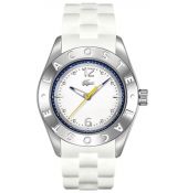 LACOSTE Mod. BIARRITZ UNISEX - SS CASE - SILICONE STRAP - WHITE DIAL - QUARTZ - ONLY TIME - MINERAL GLASS - 38mm - 5atm