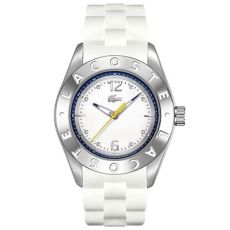 LACOSTE Mod. BIARRITZ UNISEX - SS CASE - SILICONE STRAP - WHITE DIAL - QUARTZ - ONLY TIME - MINERAL GLASS - 38mm - 5atm