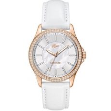 LACOSTE Mod. SOFIA LADY - SS ROSE GOLDPLATED CASE - LEATHER STRAP - WHITE DIAL - QUARTZ - ONLY TIME - MINERAL GLASS - 38mm - 3atm